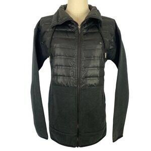Columbia Jacket Full Zip Quilted Front Sweater Knit Black Womens S